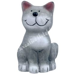 Kerámia cica, szürke, 5x7,5 cm