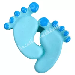 Ragasztható polyresin babatalp, kék, 3,3x3,5 cm