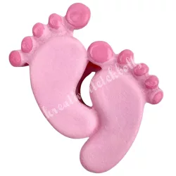 Ragasztható polyresin babatalp, rózsaszín, 3,3x3,5 cm
