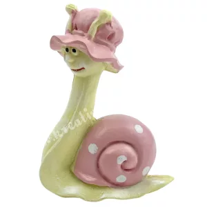 Polyresin csiga, rózsaszín, 5,5x7,7 cm
