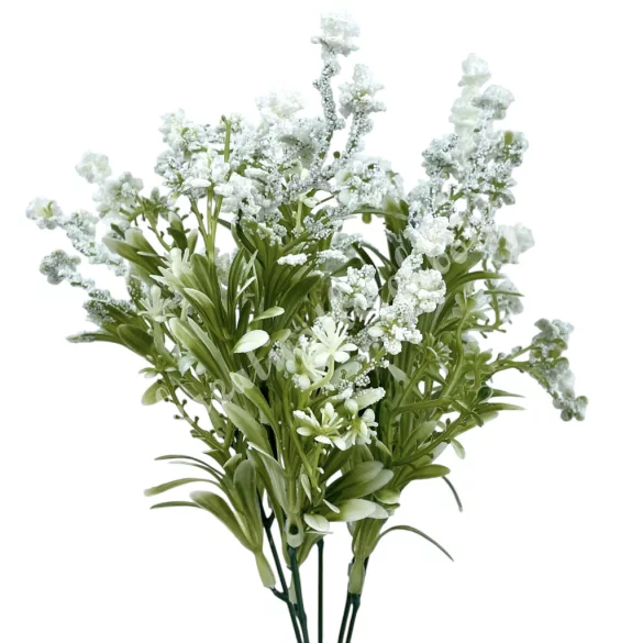 Zöld csokor bogyóval, fehér, 33 cm