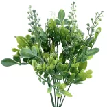 Zöld csokor bogyóval, fehér, 34 cm