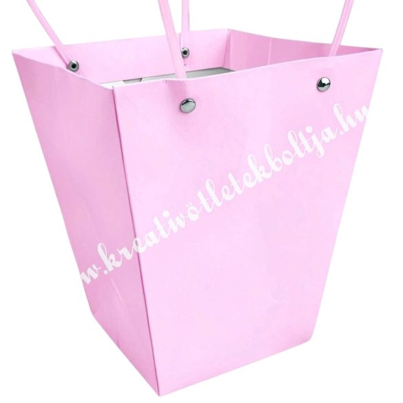 Papír virágtasak füllel, rózsaszín, 12x12,5 cm