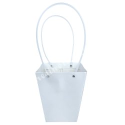 Papír virágtasak füllel, fehér, 12x12,5 cm