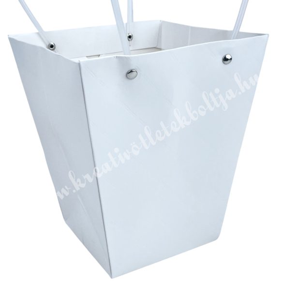 Papír virágtasak füllel, fehér, 12x12,5 cm