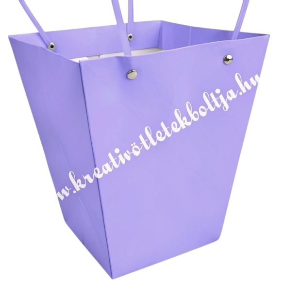 Papír virágtasak füllel, lila, 12x12,5 cm