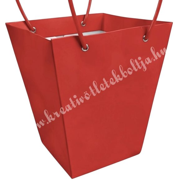 Papír virágtasak füllel, piros, 12x12,5 cm