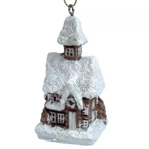 Akasztós polyresin házikó, barna-fehér, 4,5x8 cm