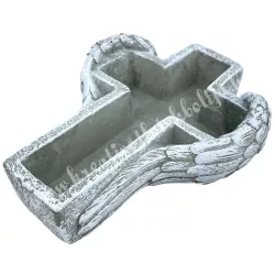 Kőkaspó, kereszt, 17,5x21,5 cm