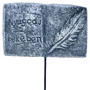 Beszúrós polyresin könyv, szürke, 9x5 cm