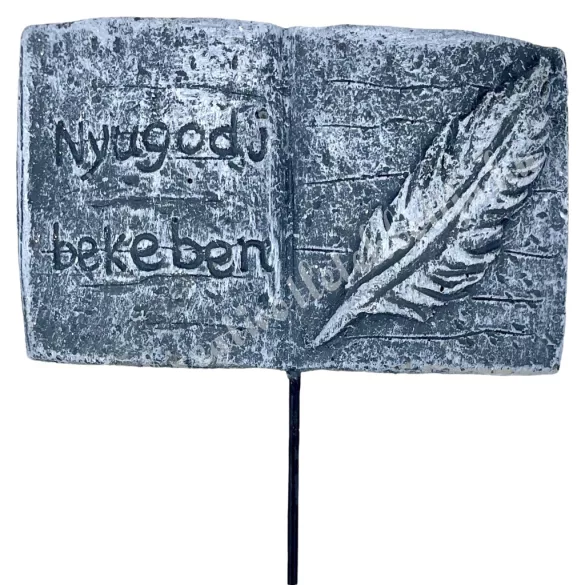 Beszúrós polyresin könyv, szürke, 9x5 cm