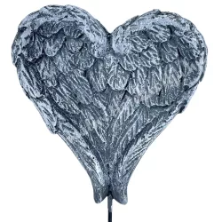 Beszúrós polyresin angyalszárny, szürke, 8,5x9 cm