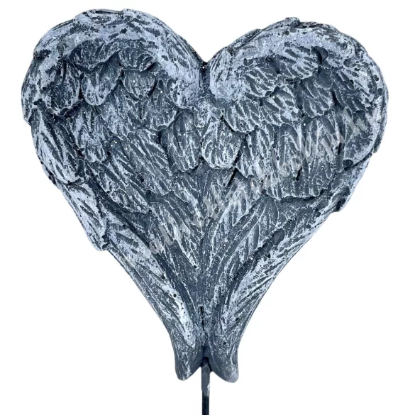 Beszúrós polyresin angyalszárny, szürke, 8,5x9 cm