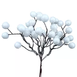Havas bogyós ág, fehér, 17 cm