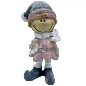 Polyresin kisfiú zoknival, csillámos, 4,5x8 cm