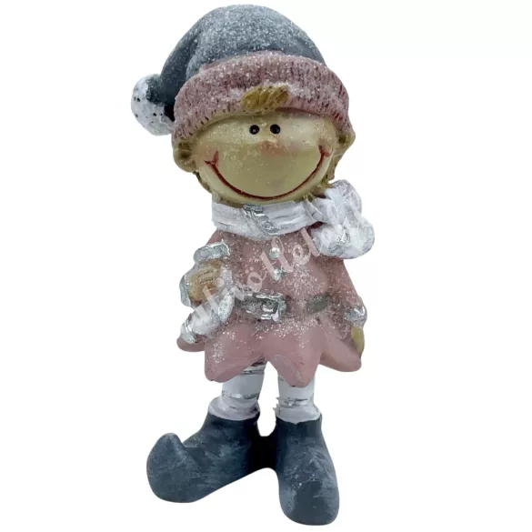 Polyresin kisfiú zoknival, csillámos, 4,5x8 cm