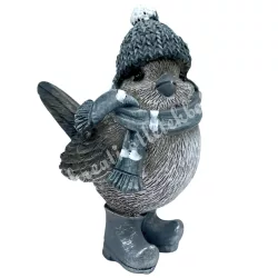 Polyresin madár sállal, 7x9 cm
