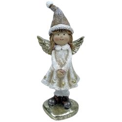 Polyresin angyal, csillámos, 5x12 cm