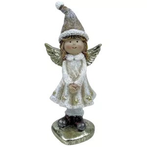 Polyresin angyal, csillámos, 5x12 cm