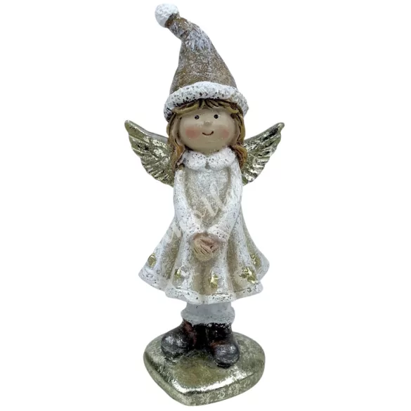 Polyresin angyal, csillámos, 5x12 cm