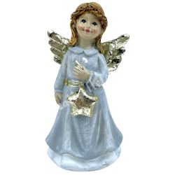 Polyresin angyal csillaggal, 4x8 cm