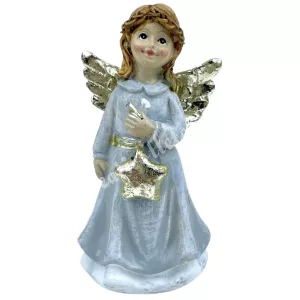 Polyresin angyal csillaggal, 4x8 cm