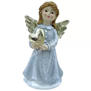 Polyresin angyal szívvel, 4,5x8 cm