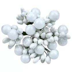 Bogyós vegyes mini csokor, fehér, 10 cm