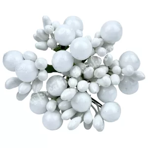 Bogyós vegyes mini csokor, fehér, 10 cm