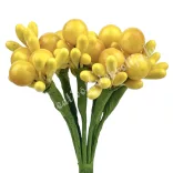 Bogyós vegyes mini csokor, napsárga, 10 cm