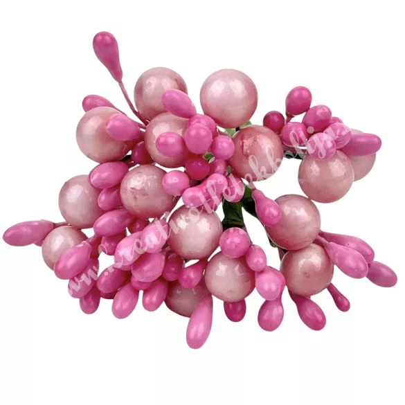Bogyós vegyes mini csokor, rózsaszín, 10 cm