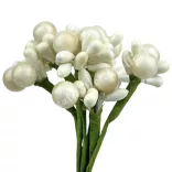 Bogyós vegyes mini csokor, krém, 10 cm