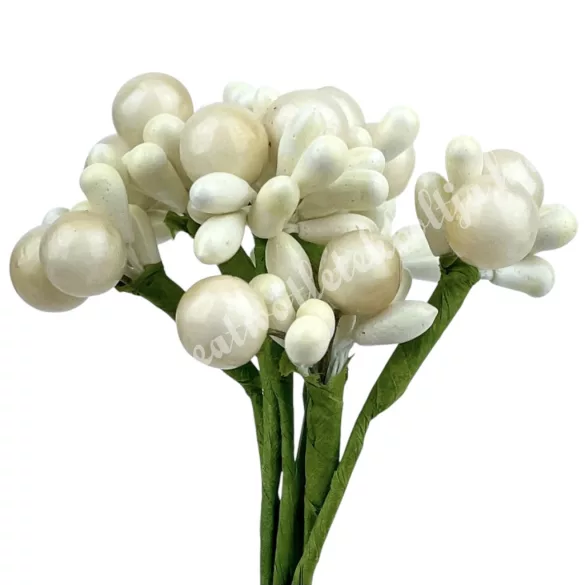 Bogyós vegyes mini csokor, krém, 10 cm