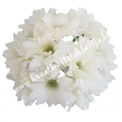 Csokros krizantém fej, törtfehér, kb. 14 cm
